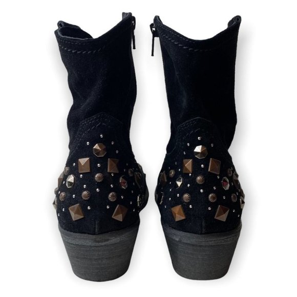 Arnold Churgin Black Suede Studded  Ankle Booties - Picture 7 of 12